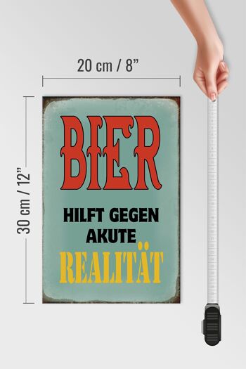 Panneau en bois indiquant 20x30cm La bière aide à lutter contre la réalité aiguë 4