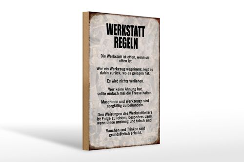 Holzschild Spruch 20x30cm Werkstatt Regeln Werkzeug