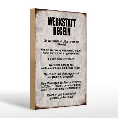 Holzschild Spruch 20x30cm Werkstatt Regeln Werkzeug