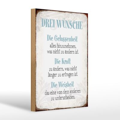 Holzschild Spruch 20x30cm 3 Wünsche Gelassenheit Kraft