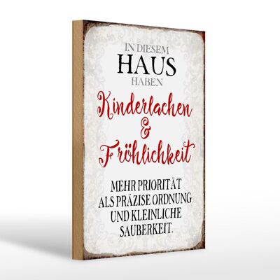 Holzschild Spruch 20x30cm in diesem Haus Kinderlachen