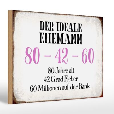 Cartel de madera que dice 30x20cm el marido ideal 80-42-60