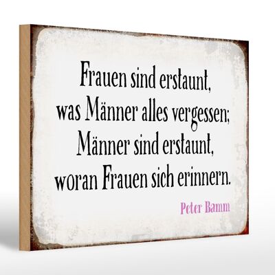 Panneau en bois disant 30x20cm Les femmes et les hommes sont étonnés de ce que