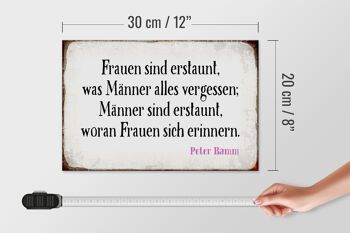 Panneau en bois disant 30x20cm Les femmes et les hommes sont étonnés de ce que 4