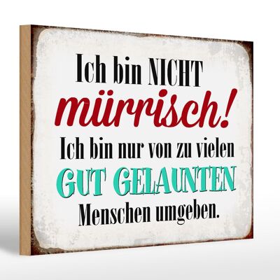 Holzschild Spruch 30x20cm ich bin nicht mürrisch bin nur