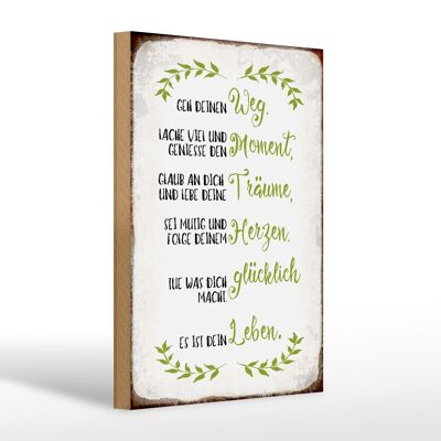 Cartel de madera que dice 20x30cm sigue tu camino, ríe mucho