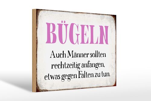 Holzschild Spruch 30x20cm Bügeln auch Männer sollten