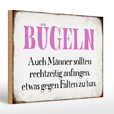 Holzschild Spruch 30x20cm Bügeln auch Männer sollten