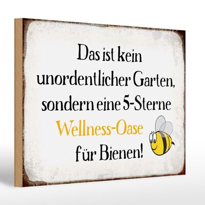 Cartello in legno 30x20 cm con scritta "No Garden Wellness Oasis" ape