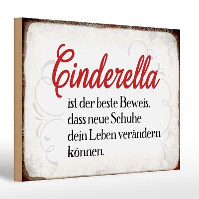 Wooden sign saying 30x20cm Cinderella best proof shoes
