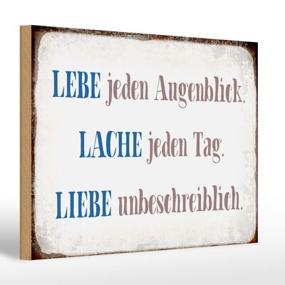 Cartello in legno con scritta "Amore, ridi ogni giorno", regalo di 30 x 20 cm