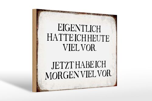 Holzschild Spruch 30x20cm eigentlich hatte heute viel vor