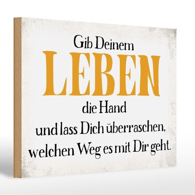 Holzschild Spruch 30x20cm gib deinem Leben die Hand