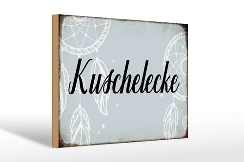 Holzschild Spruch 30x20cm Kuschelecke Geschenk