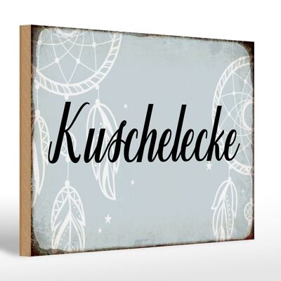 Holzschild Spruch 30x20cm Kuschelecke Geschenk