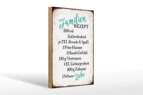 Holzschild Spruch 20x30cm Familienrezept Freude Spaß Humor