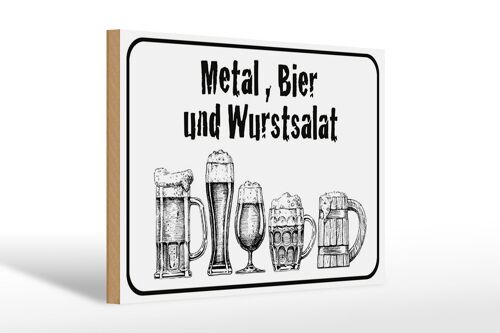 Holzschild Hinweis 30x20cm Bier und Wurstsalat