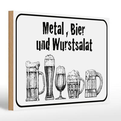 Holzschild Hinweis 30x20cm Bier und Wurstsalat