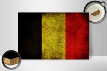 Drapeau panneau en bois 30x20cm drapeau Belgique 2