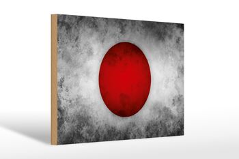 Drapeau panneau en bois 30x20cm drapeau Japon 1
