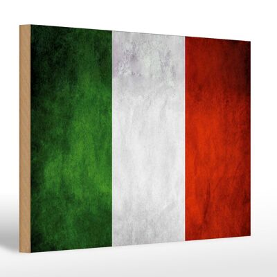 Letrero de madera bandera 30x20cm Bandera de Italia
