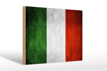 Drapeau panneau en bois 30x20cm drapeau Italie 1