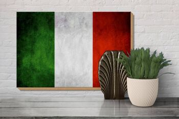 Drapeau panneau en bois 30x20cm drapeau Italie 3