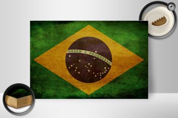 Drapeau panneau en bois 30x20cm cadeau Brésil 2