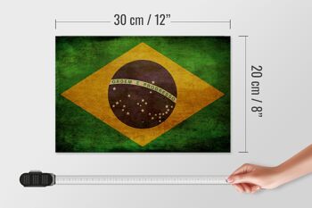 Drapeau panneau en bois 30x20cm cadeau Brésil 4