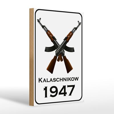 Cartello in legno fucile 20x30 cm Kalashnikov 1947