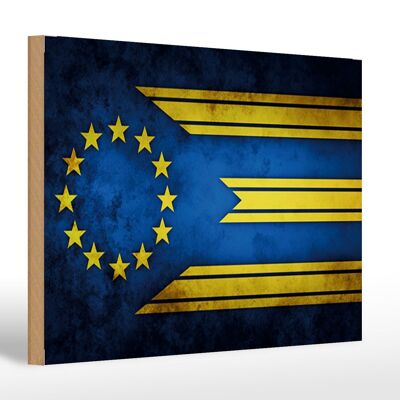 Cartello in legno bandiera 30x20cm Bandiera Europa