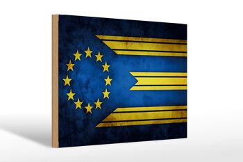 Drapeau panneau en bois 30x20cm drapeau Europe 1