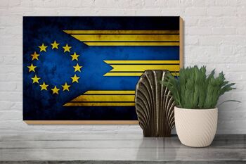 Drapeau panneau en bois 30x20cm drapeau Europe 3