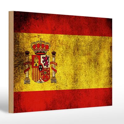 Cartello in legno bandiera 30x20cm Bandiera della Spagna