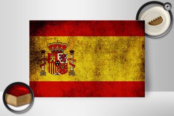 Drapeau panneau en bois 30x20cm drapeau Espagne 2