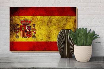 Drapeau panneau en bois 30x20cm drapeau Espagne 3