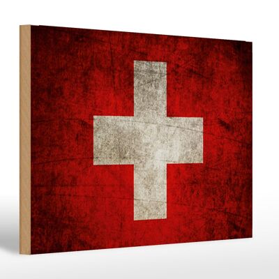 Holzschild Flagge 30x20cm Schweiz Fahne