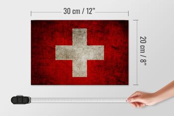 Drapeau panneau en bois 30x20cm drapeau Suisse 4