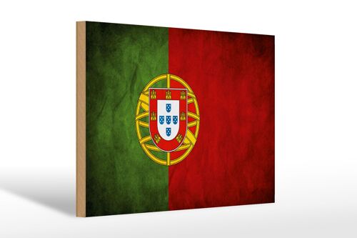 Holzschild Flagge 30x20cm Portugal Fahne