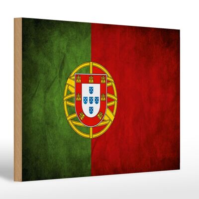 Drapeau panneau en bois 30x20cm drapeau Portugal