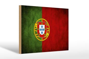 Drapeau panneau en bois 30x20cm drapeau Portugal 1