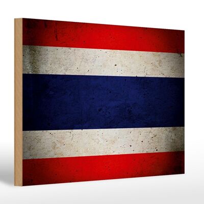 Bandera de madera 30x20cm decoración de pared con bandera de Tailandia