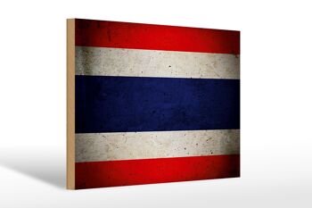 Drapeau en bois 30x20cm, drapeau de thaïlande, décoration murale 1