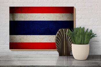 Drapeau en bois 30x20cm, drapeau de thaïlande, décoration murale 3