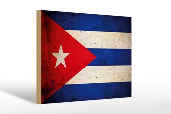 Drapeau panneau en bois 30x20cm Cuba drapeau Cuba 1