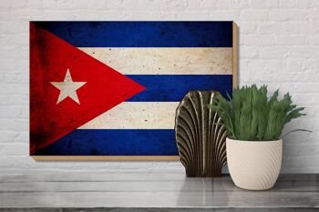 Drapeau panneau en bois 30x20cm Cuba drapeau Cuba 3