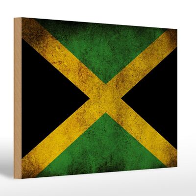 Bandera cartel de madera 30x20cm Bandera de Jamaica