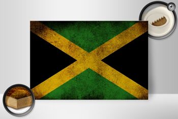 Drapeau panneau en bois 30x20cm drapeau Jamaïque 2