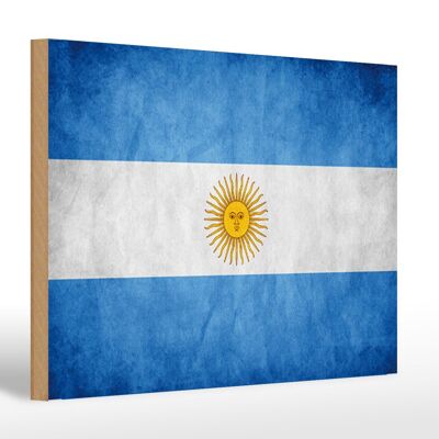 Letrero de madera bandera 30x20cm Bandera Argentina