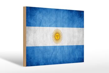 Drapeau panneau en bois 30x20cm drapeau Argentine 1